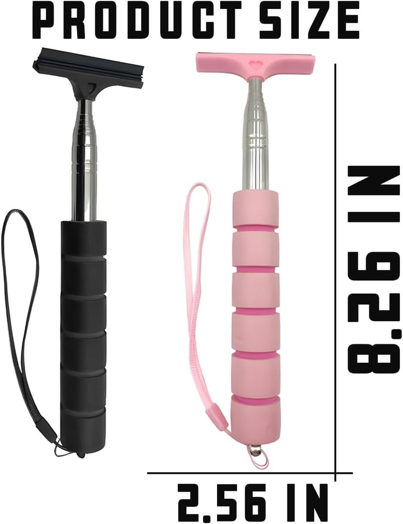Bittwee 2PCS Car Side Mirror Squeegee, Retractable Auto Rearview Mirror Wiper, All-Purpose Window Squeegee for Cleaning Shower Glass Door, Vehicle Accessories Universal for SUV Truck RV（Black/Pink） - Image 2